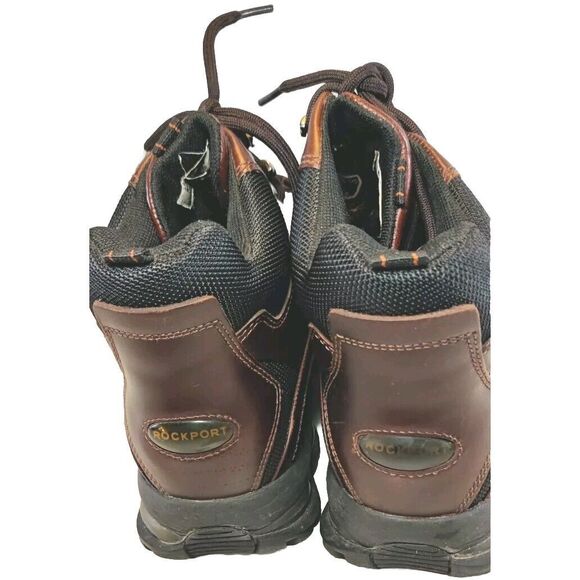 Rockport Elmbridge Mens Size 8.5M Brown Black Leather and Textile Lace-Up Boots - Picture 4 of 10